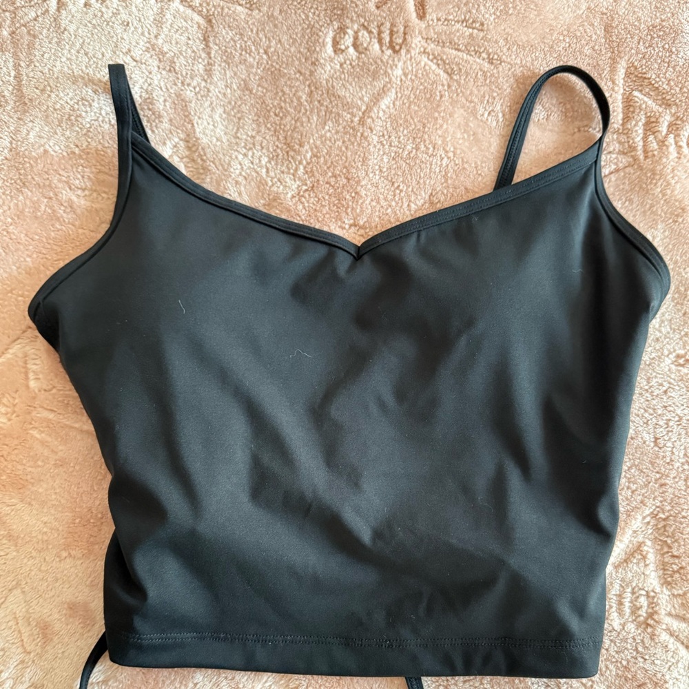 Gilly Hicks Black Criss-Cross Lace Up Back Active Tank Top - Small